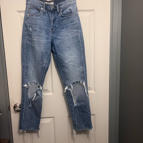 Madewell Denim - Madewell Distressed Blue Straight Leg Jeans